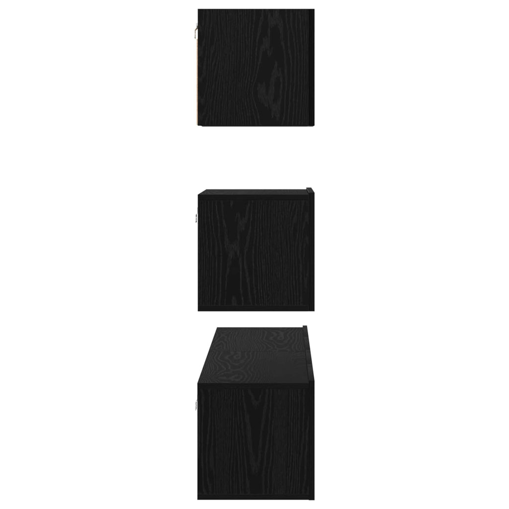 Set mobile TV 3 pcs Rovere Nero Legno multistrato