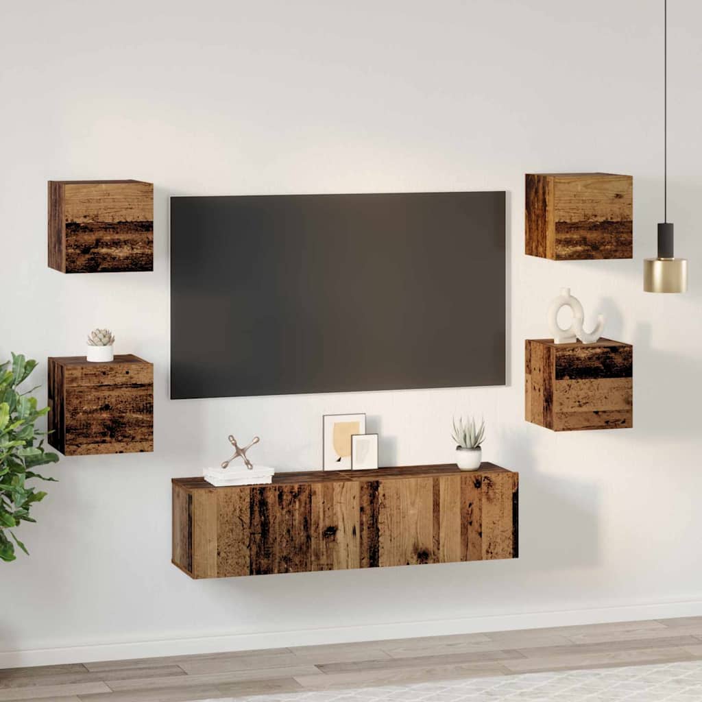 Set mobile TV 6 pcs Legno vecchio Legno multistrato