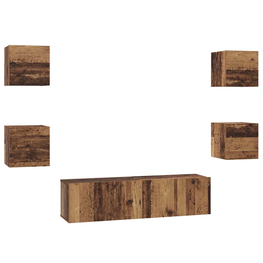 Set mobile TV 6 pcs Legno vecchio Legno multistrato