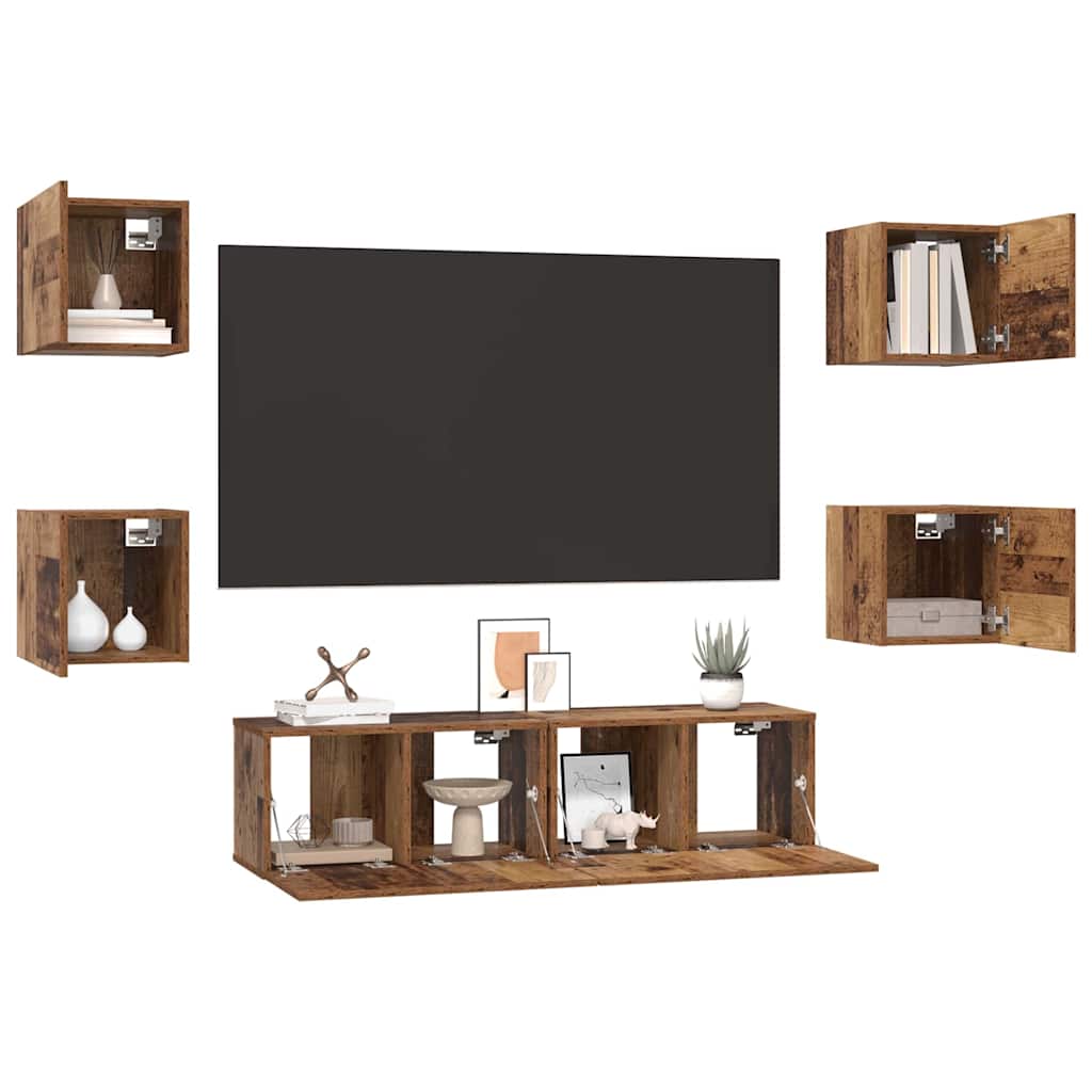 Set mobile TV 6 pcs Legno vecchio Legno multistrato