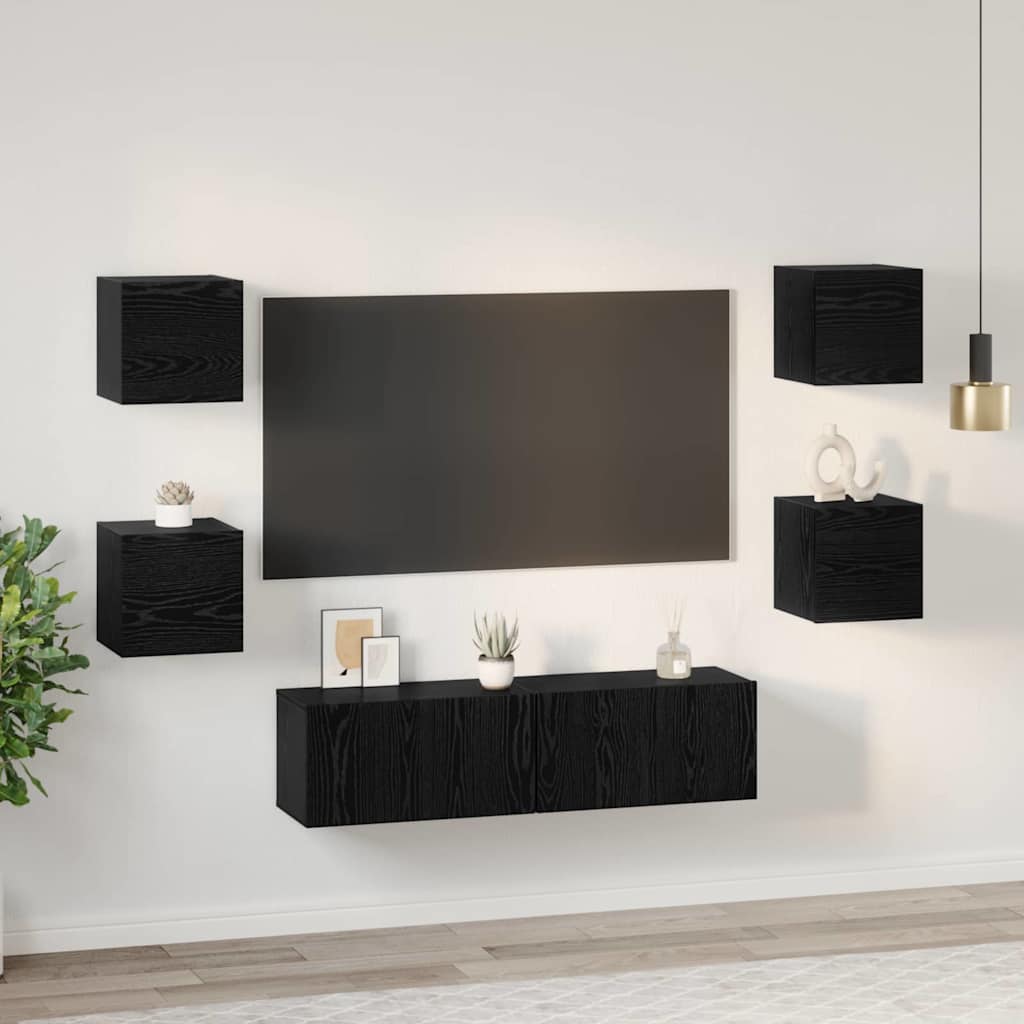 Set mobile TV 6 pcs Rovere Nero Legno multistrato