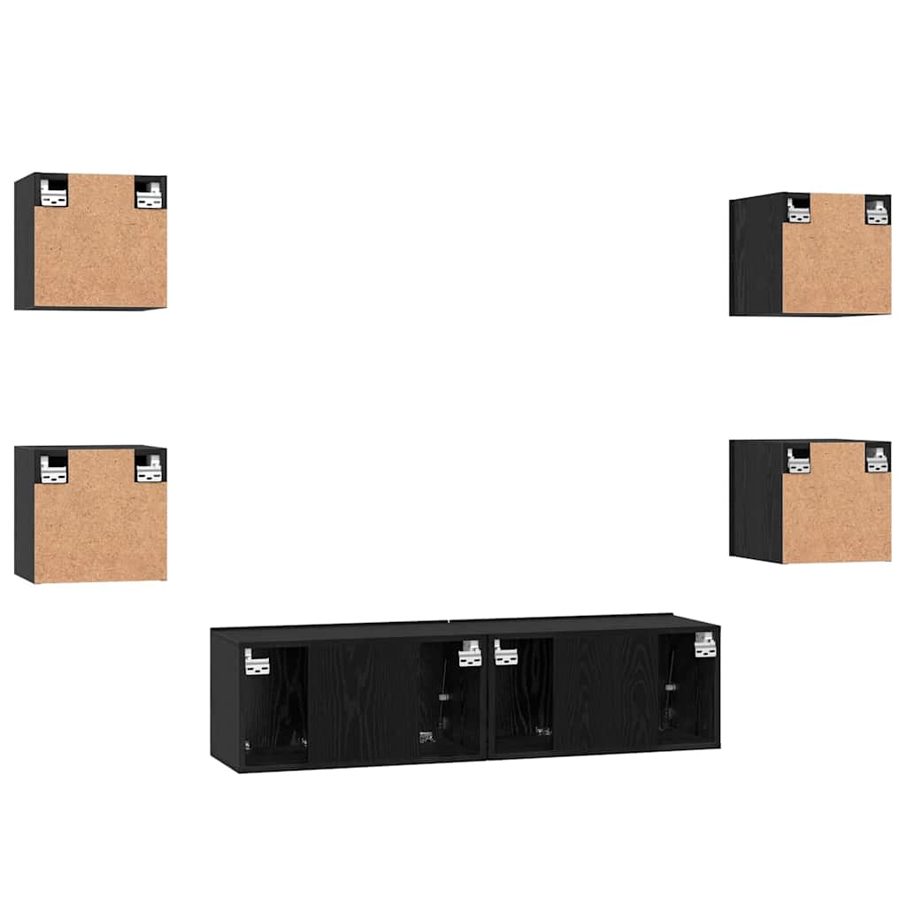 Set mobile TV 6 pcs Rovere Nero Legno multistrato