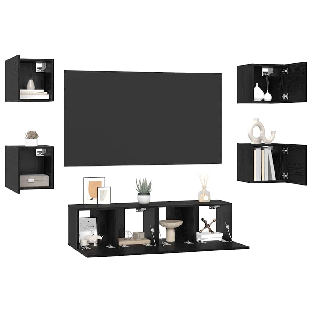 Set mobile TV 6 pcs Rovere Nero Legno multistrato