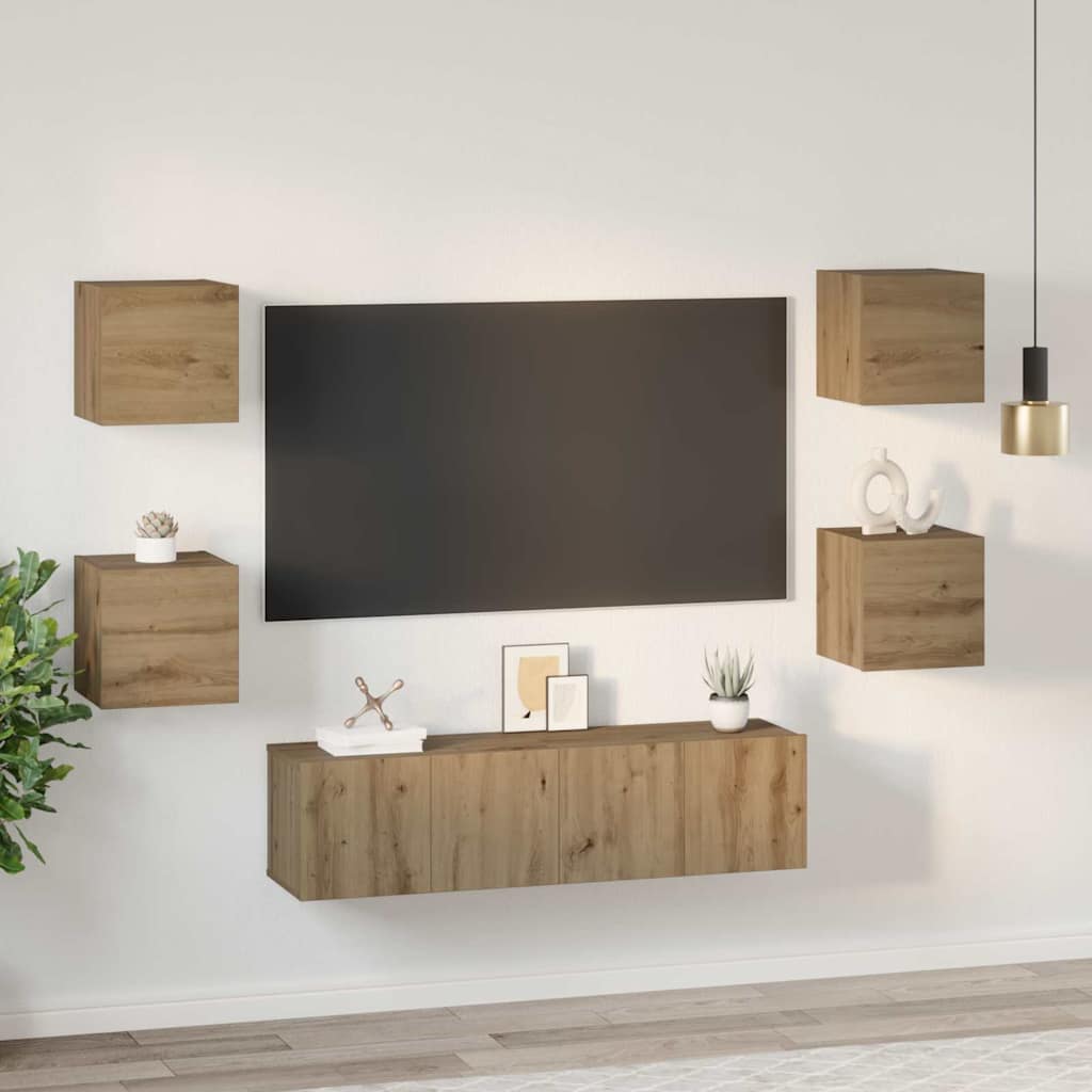 Set mobile TV 6 pcs Rovere artigianale Legno multistrato