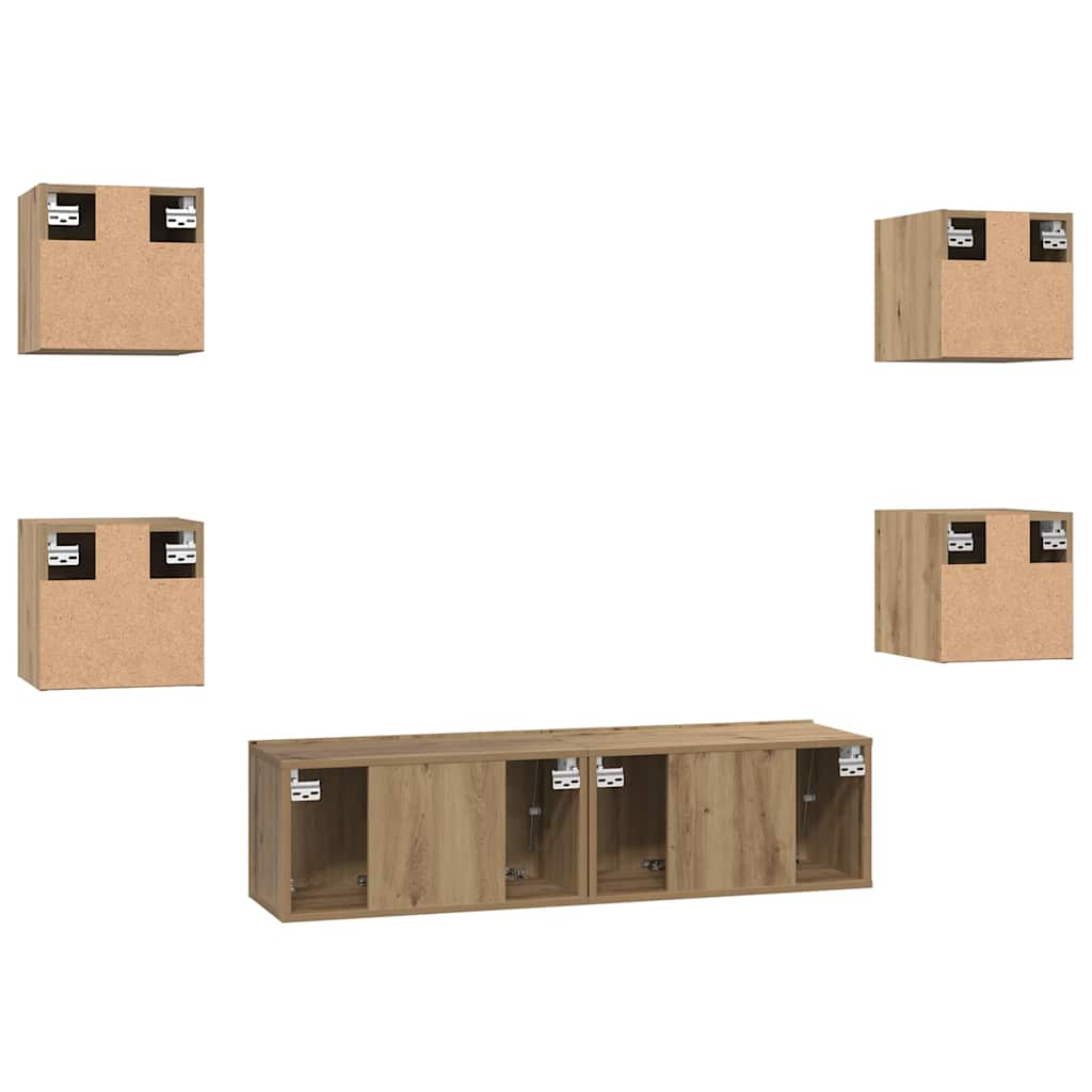 Set mobile TV 6 pcs Rovere artigianale Legno multistrato