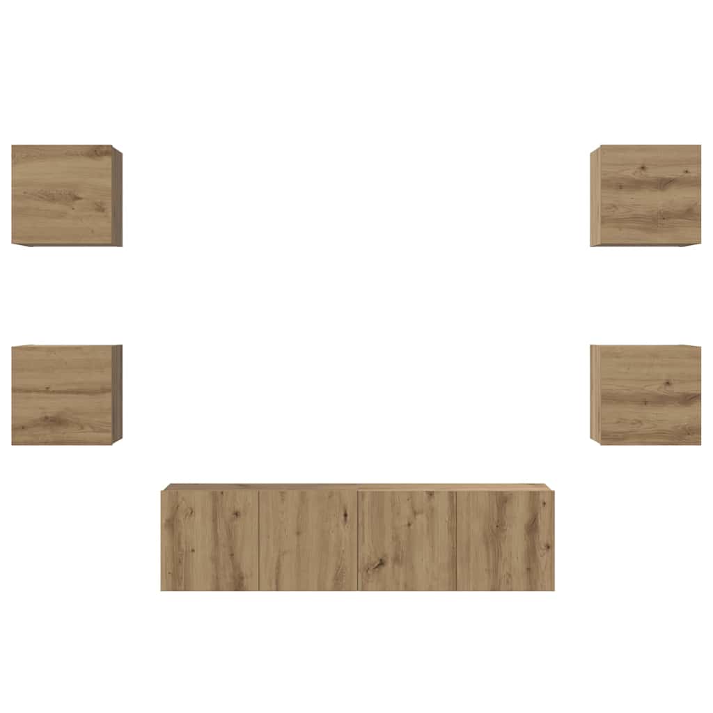 Set mobile TV 6 pcs Rovere artigianale Legno multistrato
