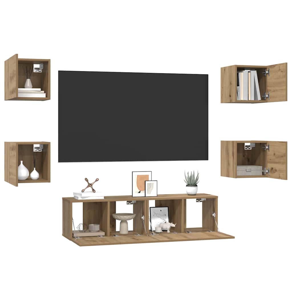 Set mobile TV 6 pcs Rovere artigianale Legno multistrato
