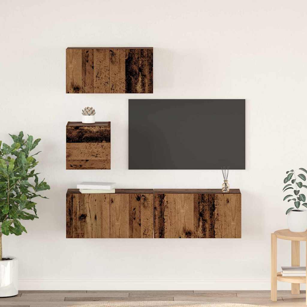 Set mobile TV 4 pcs Legno vecchio Legno multistrato