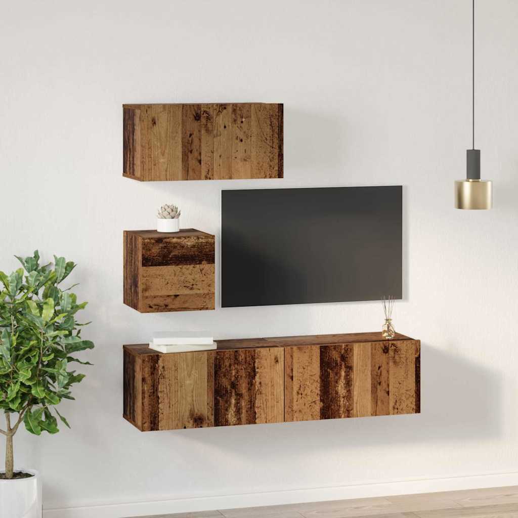 Set mobile TV 4 pcs Legno vecchio Legno multistrato