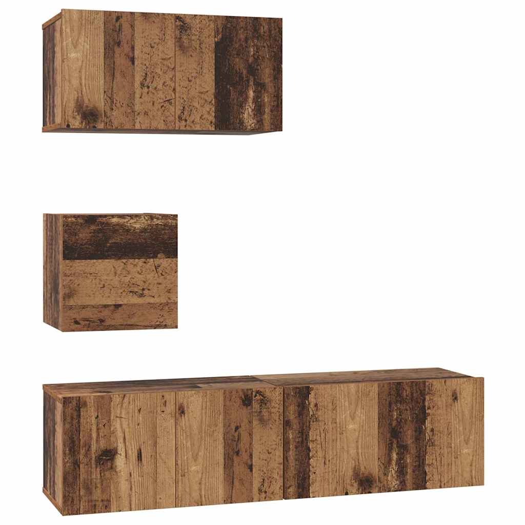 Set mobile TV 4 pcs Legno vecchio Legno multistrato