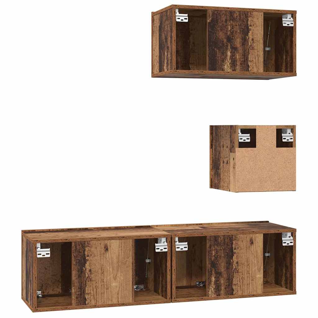 Set mobile TV 4 pcs Legno vecchio Legno multistrato