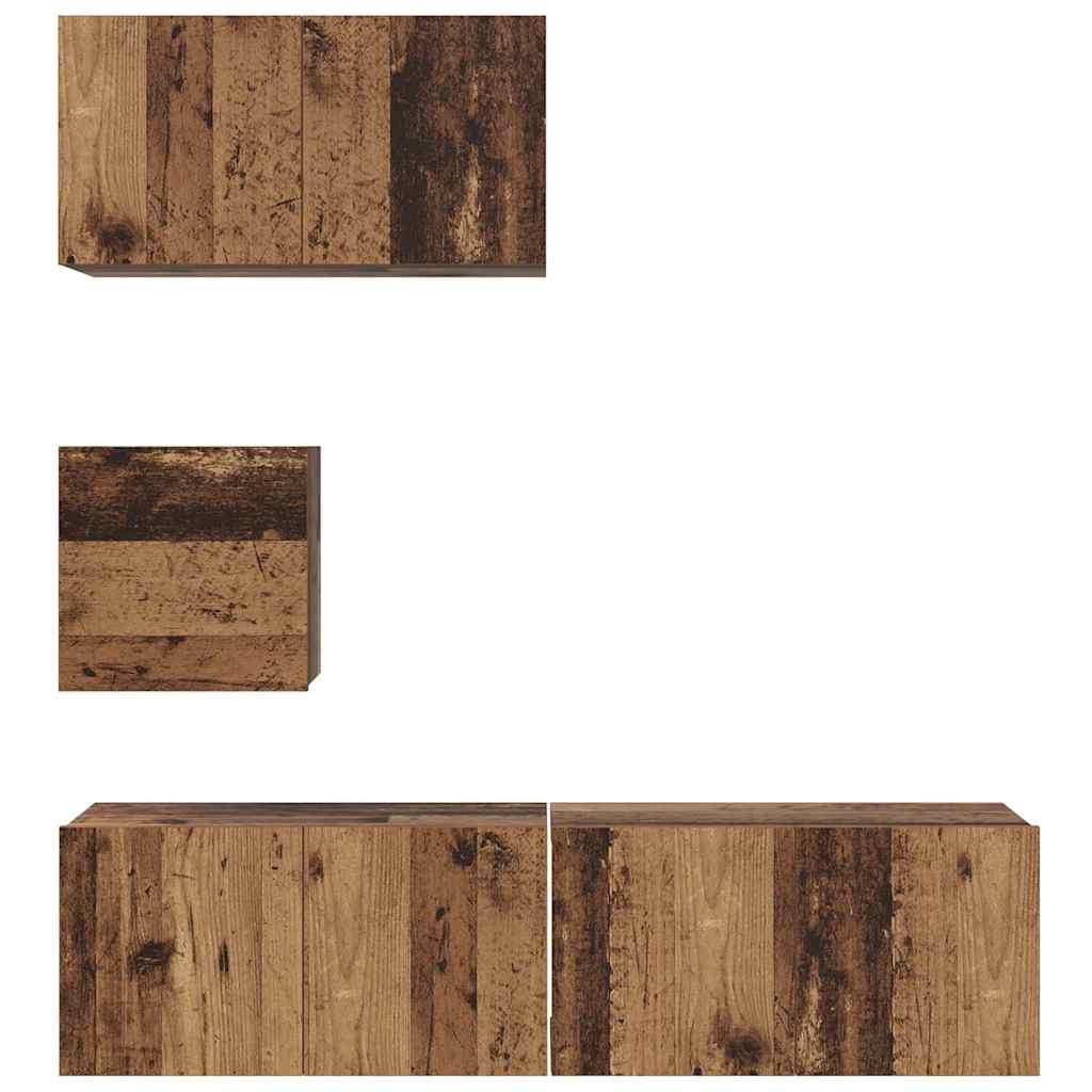 Set mobile TV 4 pcs Legno vecchio Legno multistrato