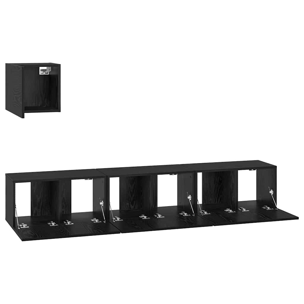Set mobile TV 4 pcs Rovere Nero Legno multistrato