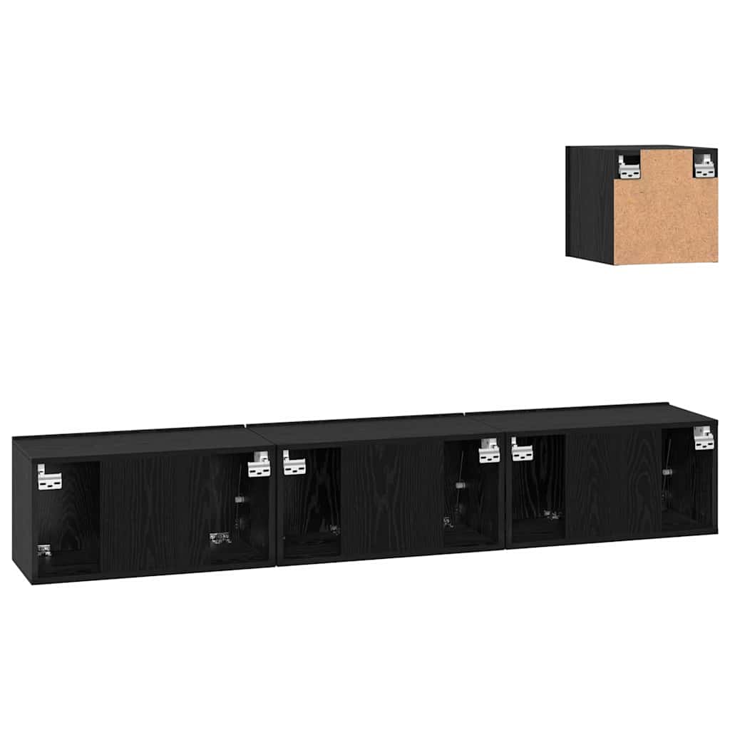 Set mobile TV 4 pcs Rovere Nero Legno multistrato