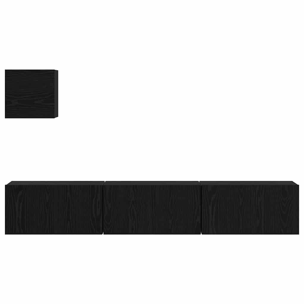 Set mobile TV 4 pcs Rovere Nero Legno multistrato