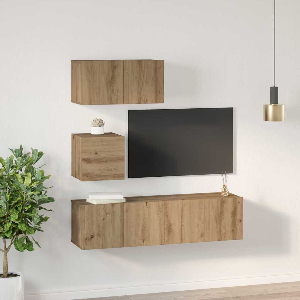 Set mobile TV 4 pcs Rovere artigianale Legno multistrato