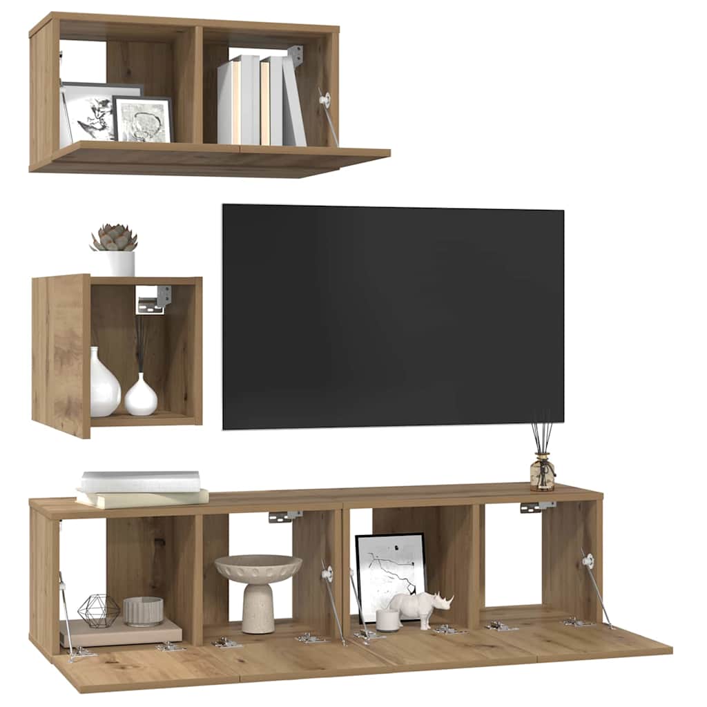 Set mobile TV 4 pcs Rovere artigianale Legno multistrato