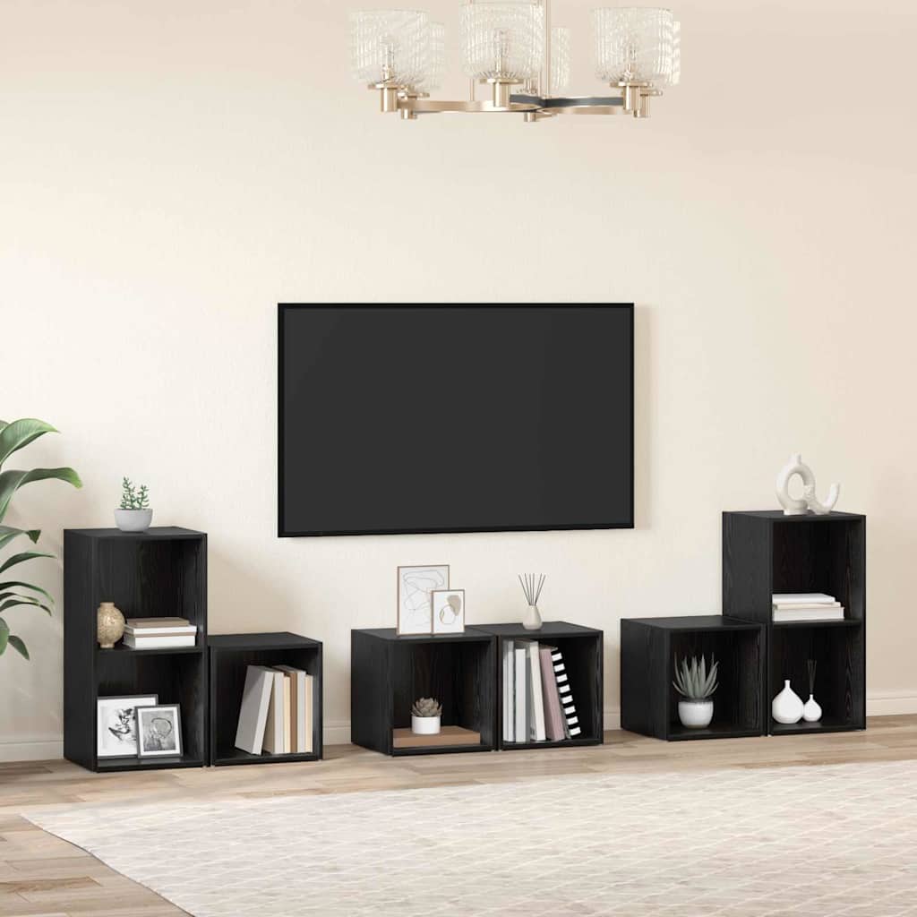 Set mobile TV 6 pcs Rovere Nero Legno multistrato