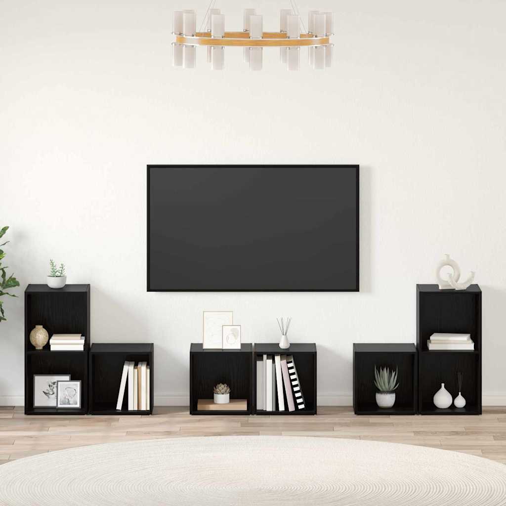 Set mobile TV 6 pcs Rovere Nero Legno multistrato