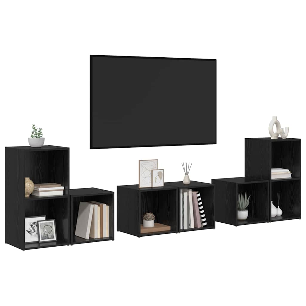 Set mobile TV 6 pcs Rovere Nero Legno multistrato