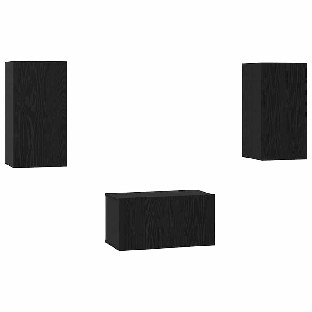 Set mobile TV 3 pcs Rovere Nero Legno multistrato