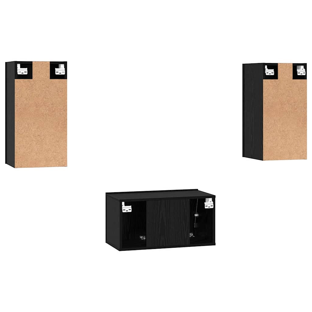 Set mobile TV 3 pcs Rovere Nero Legno multistrato