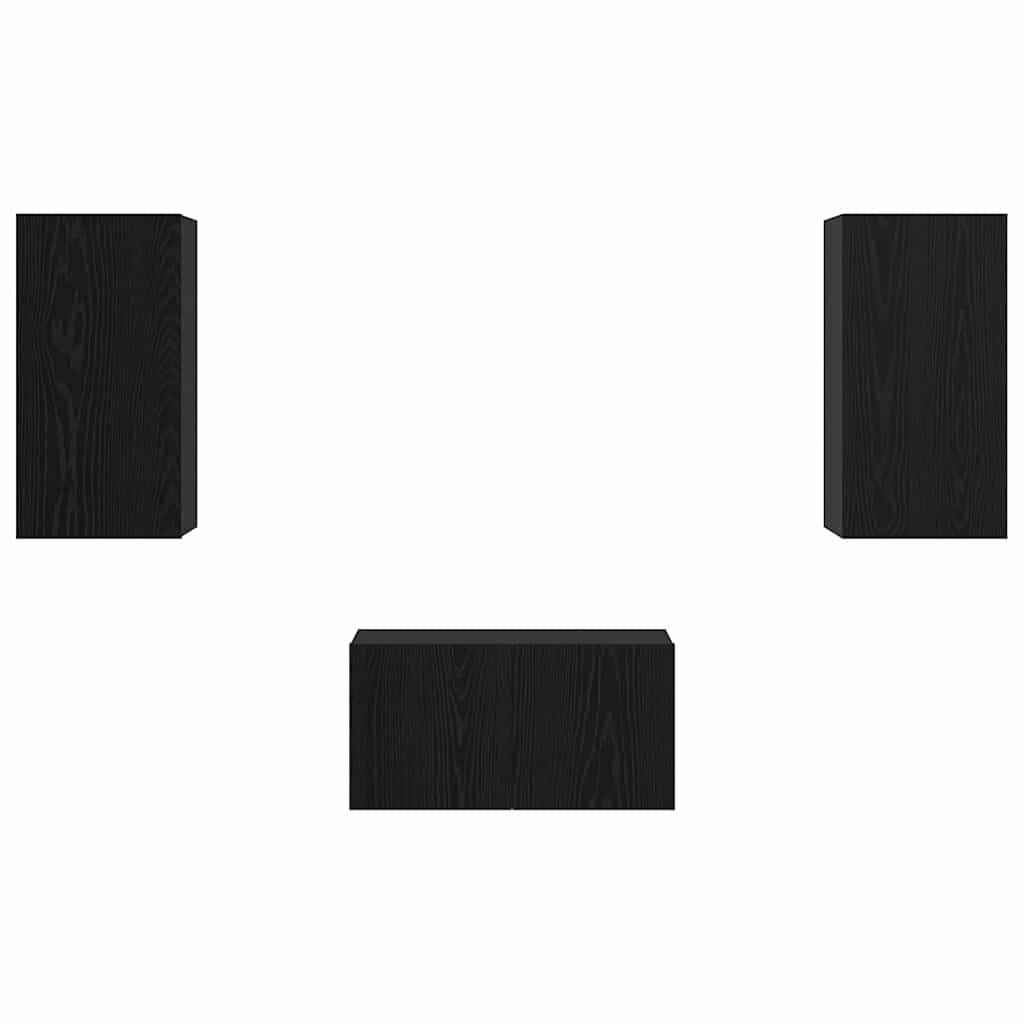 Set mobile TV 3 pcs Rovere Nero Legno multistrato