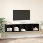 Set di mobili TV 2 pcs Rovere Nero Legno multistrato