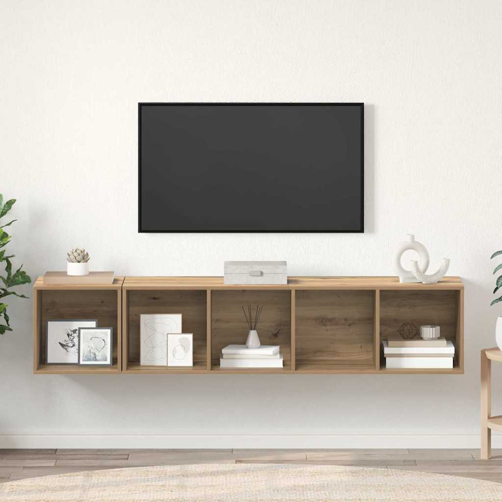 Set di mobili TV 2 pcs Rovere artigianale Legno multistrato