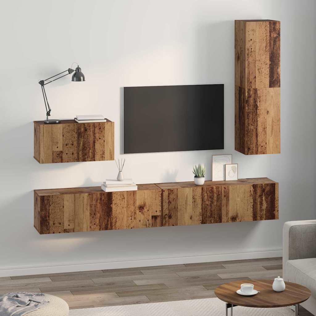 Mobile TV da Parete 4 pcs Legno vecchio Legno multistrato