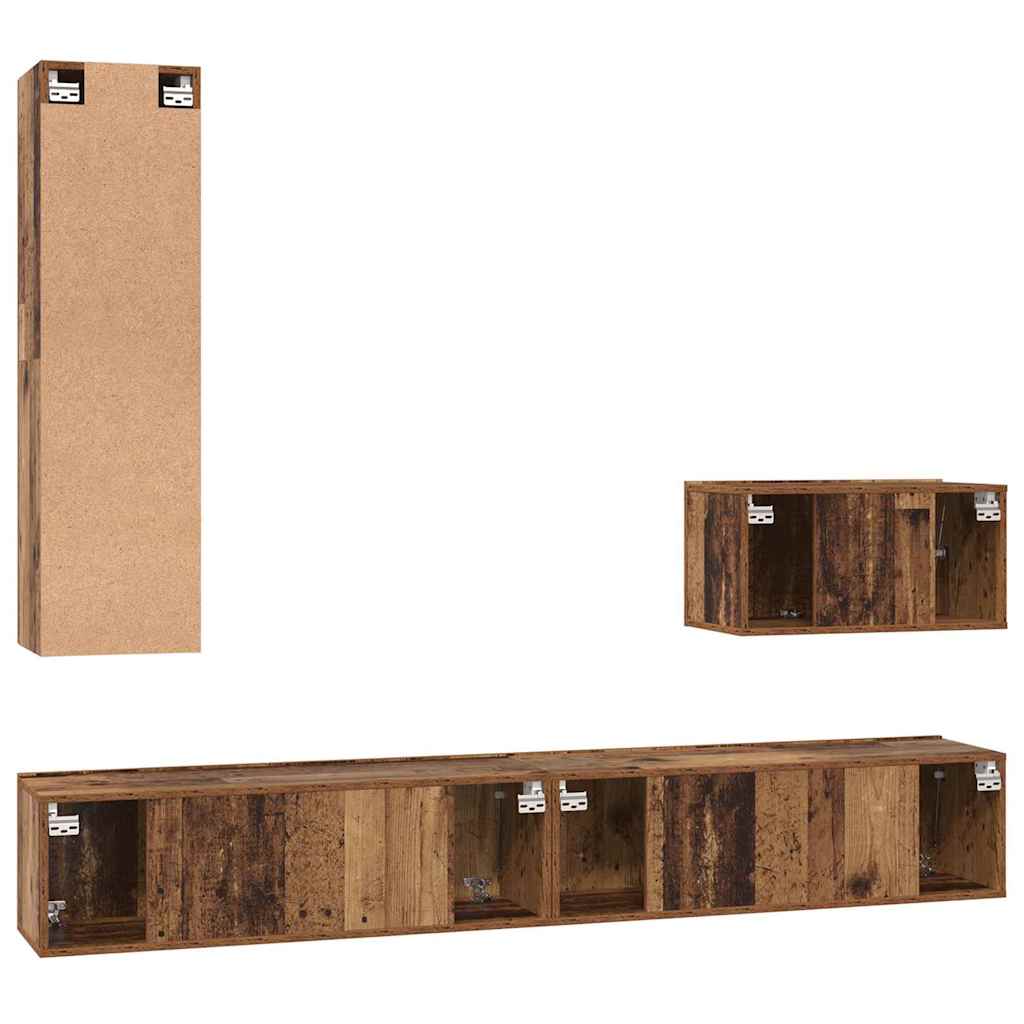 Mobile TV da Parete 4 pcs Legno vecchio Legno multistrato