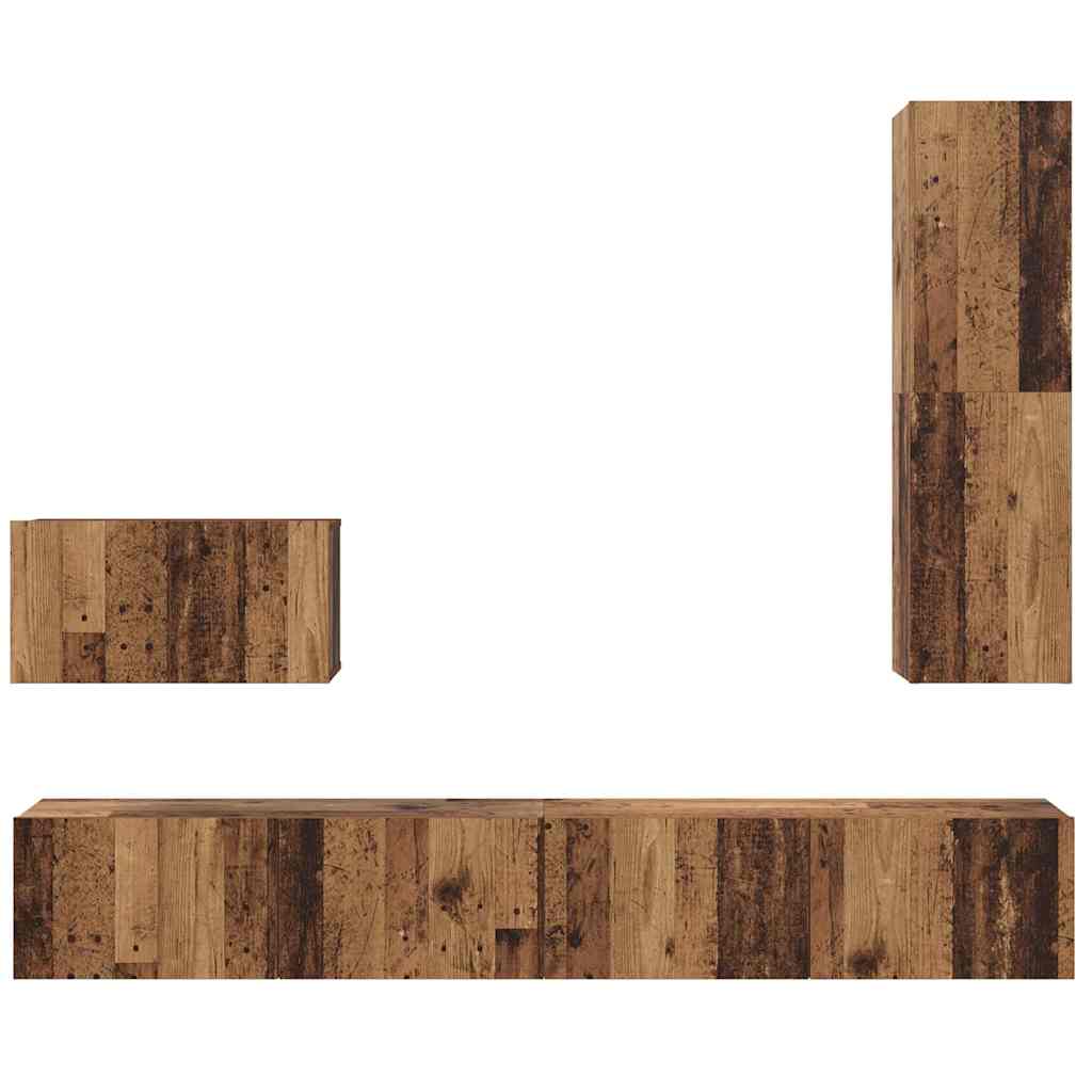 Mobile TV da Parete 4 pcs Legno vecchio Legno multistrato
