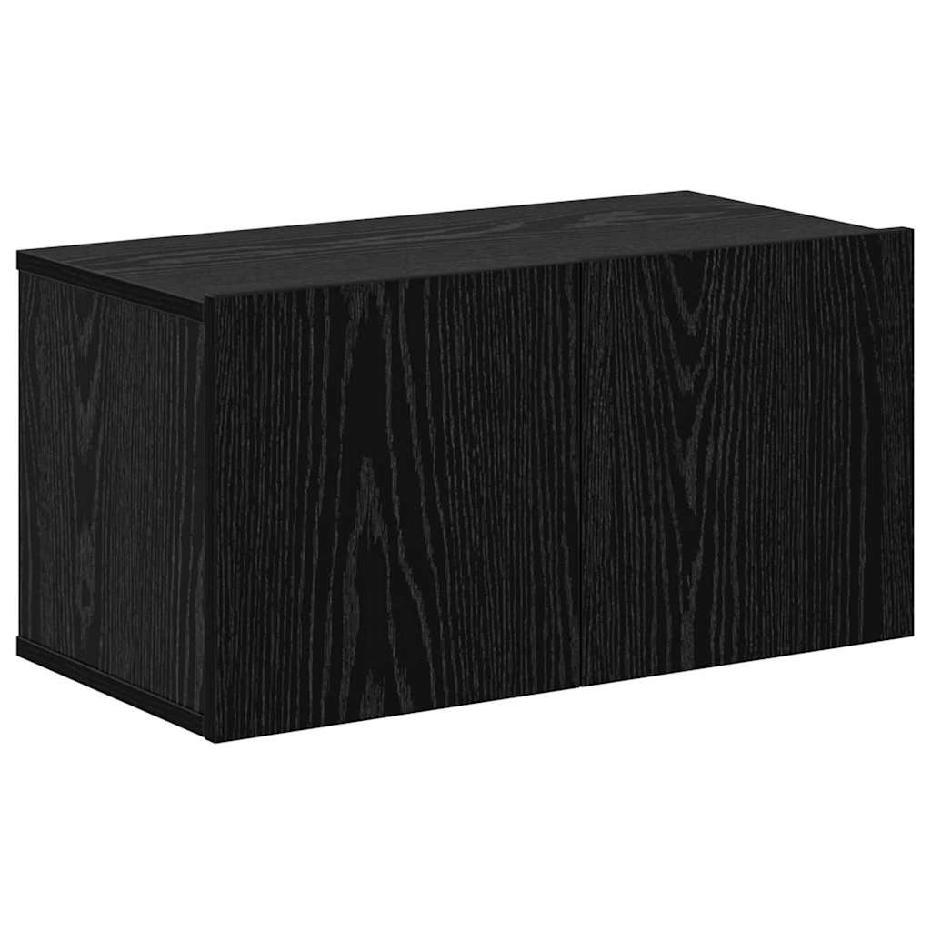 Mobile TV da Parete 4 pcs Rovere Nero Legno multistrato