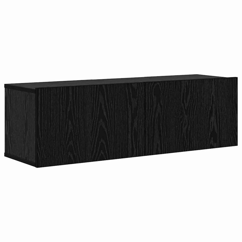 Mobile TV da Parete 4 pcs Rovere Nero Legno multistrato