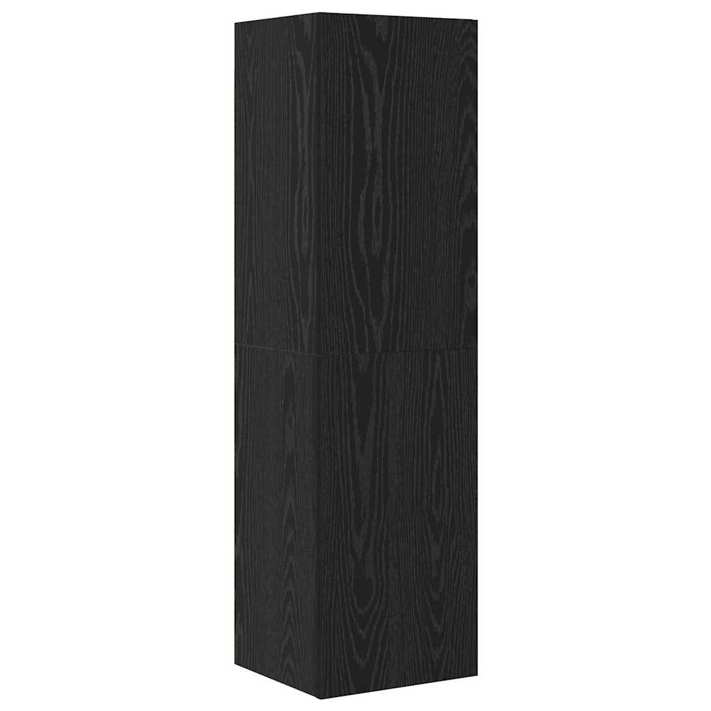 Mobile TV da Parete 4 pcs Rovere Nero Legno multistrato