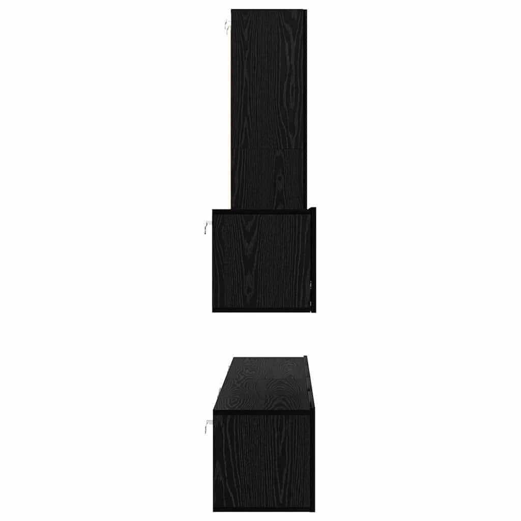Mobile TV da Parete 4 pcs Rovere Nero Legno multistrato