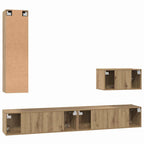 Mobile TV da Parete 4 pcs Rovere artigianale Legno multistrato