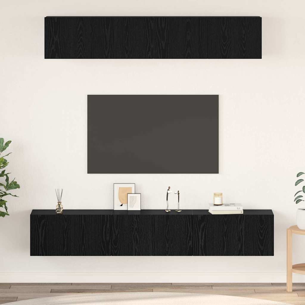 Set mobile TV 5 pcs Rovere Nero Legno multistrato