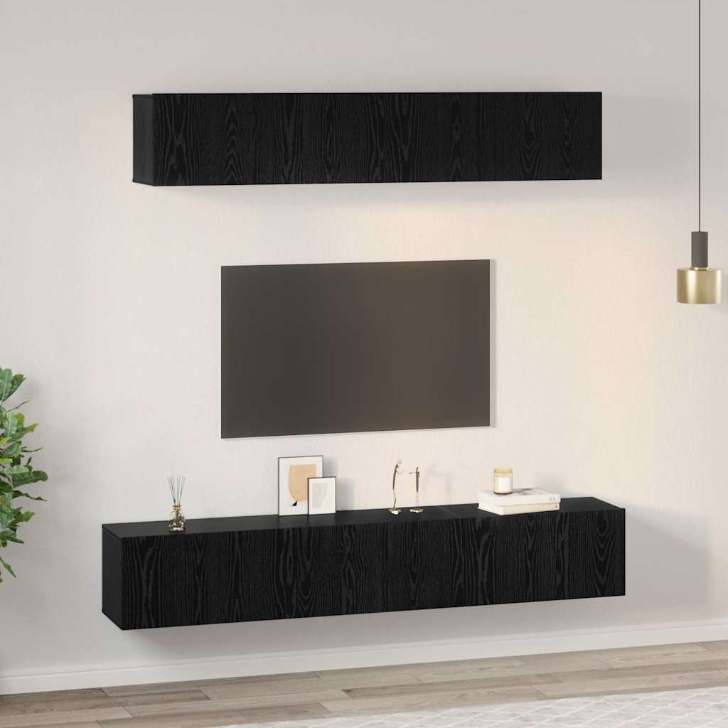 Set mobile TV 5 pcs Rovere Nero Legno multistrato