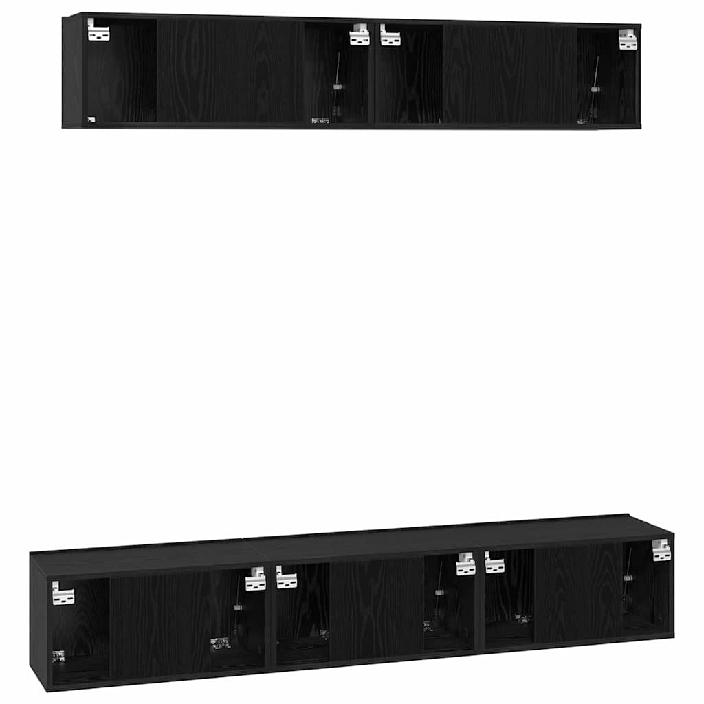 Set mobile TV 5 pcs Rovere Nero Legno multistrato