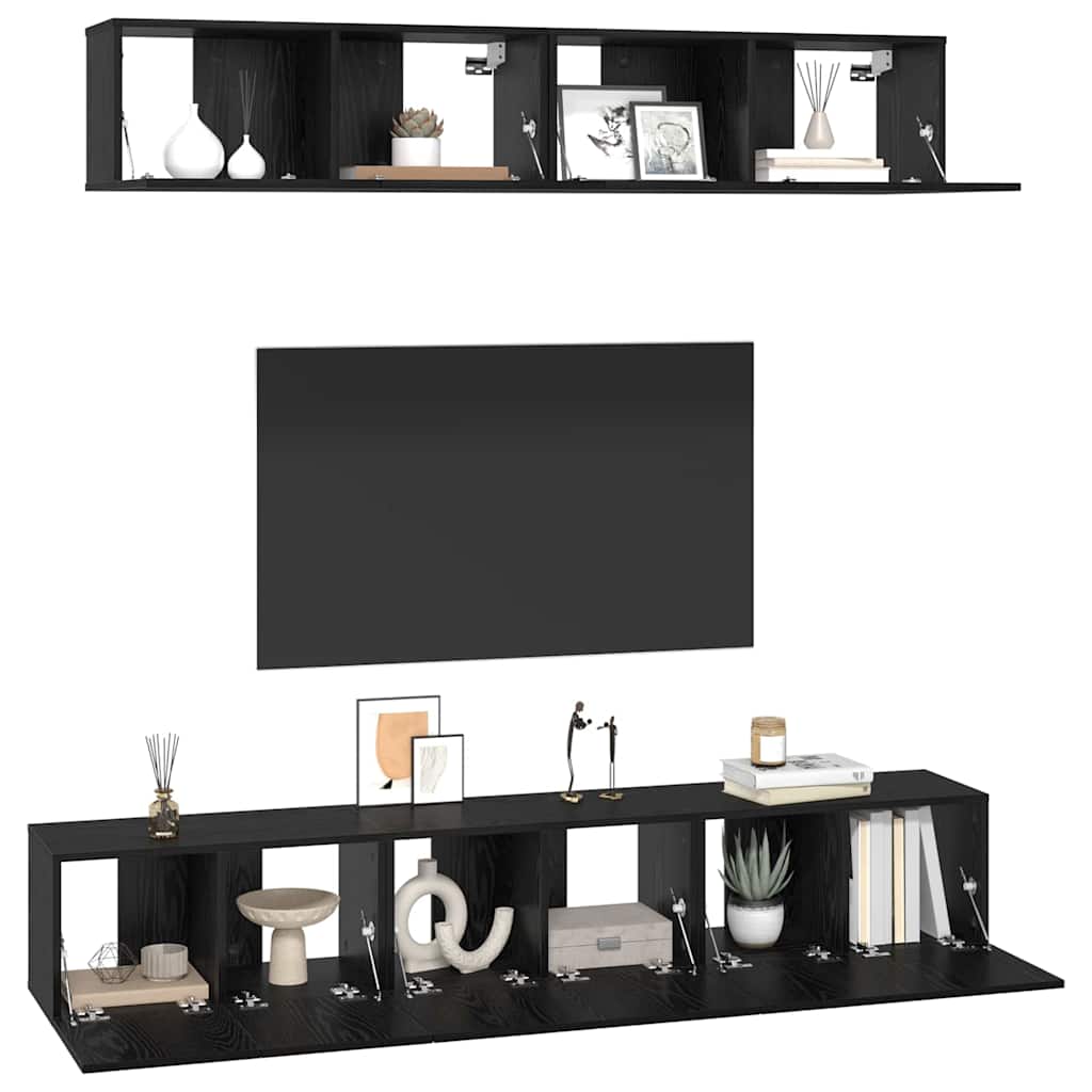 Set mobile TV 5 pcs Rovere Nero Legno multistrato