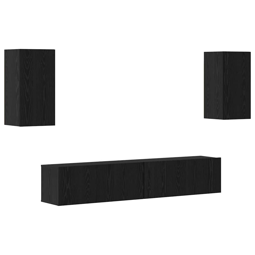 Set mobile TV 4 pcs Rovere Nero Legno multistrato