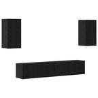 Set mobile TV 4 pcs Rovere Nero Legno multistrato