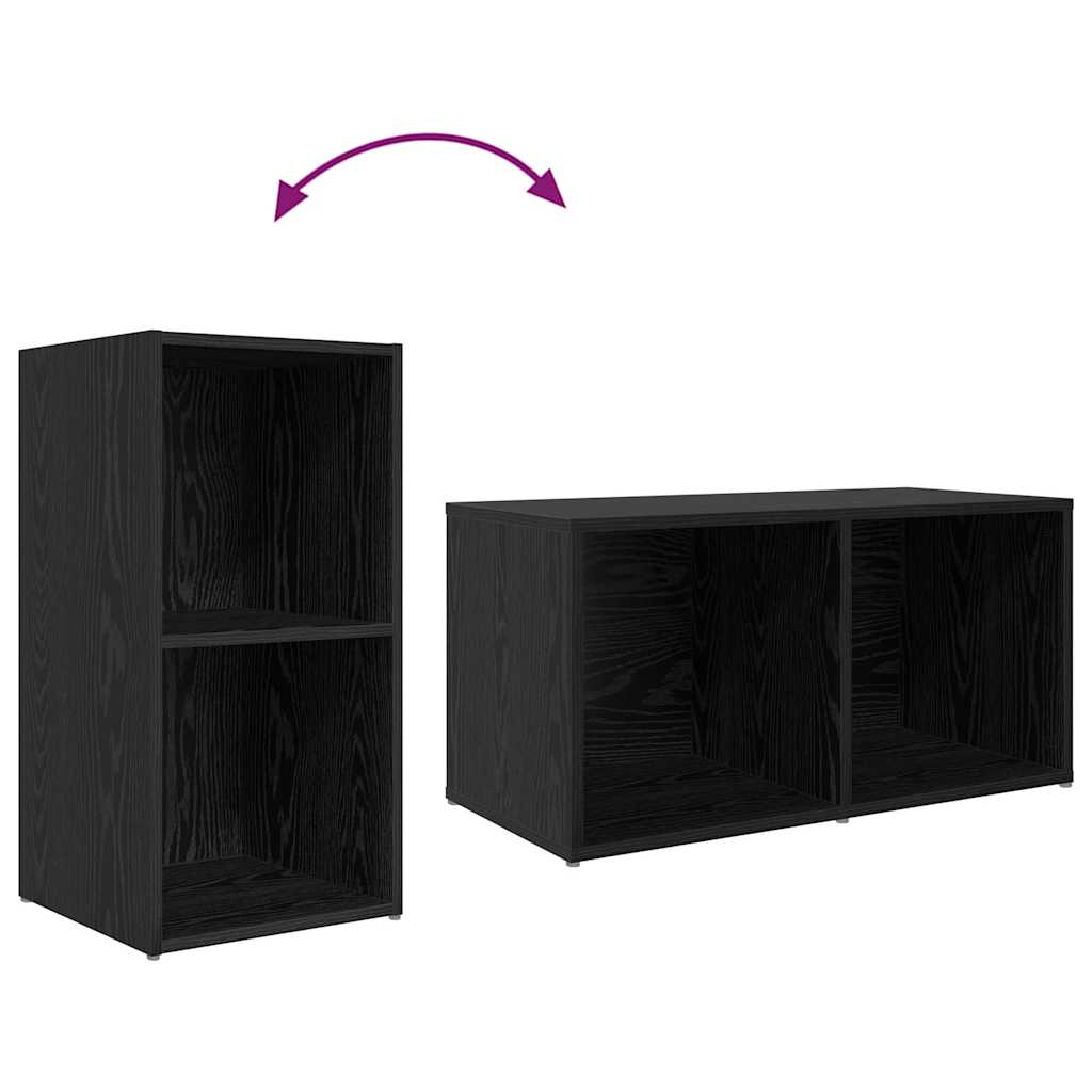 Set mobile TV Montaggio a parete 3 pcs Nero Legno multistrato