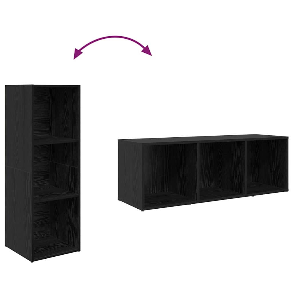 Set mobile TV Montaggio a parete 3 pcs Nero Legno multistrato