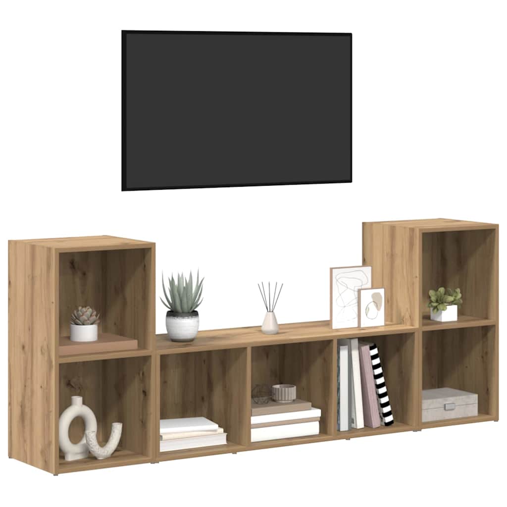 Set mobile TV 3 pcs Marrone Legno multistrato