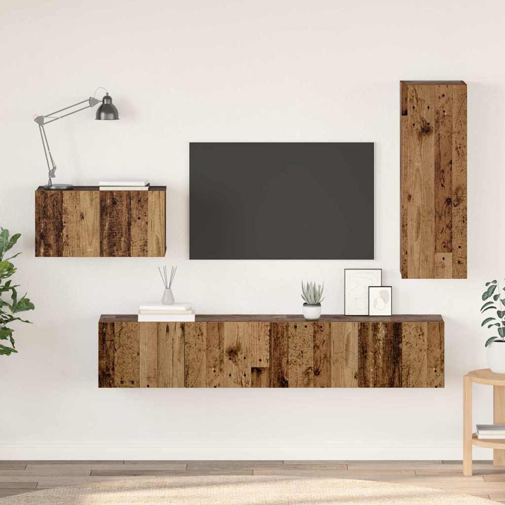 Set mobile TV 4 pcs Legno vecchio Legno multistrato
