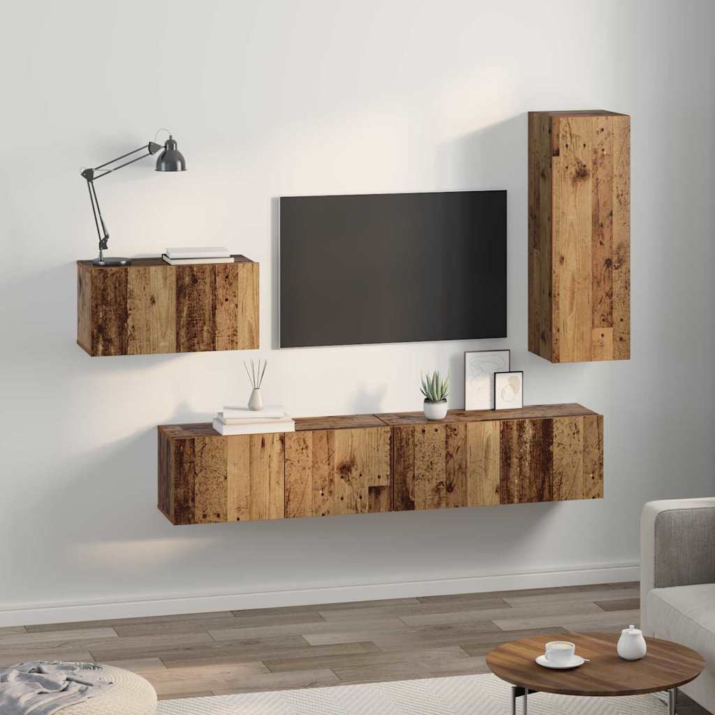 Set mobile TV 4 pcs Legno vecchio Legno multistrato