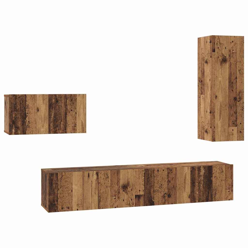 Set mobile TV 4 pcs Legno vecchio Legno multistrato