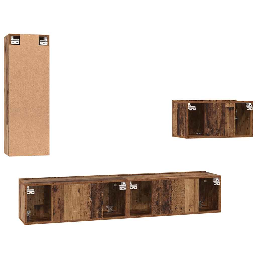 Set mobile TV 4 pcs Legno vecchio Legno multistrato